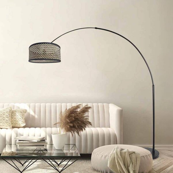 Steinhauer Oblouková lampa Sparkled Light, černá/pletenina černá-dřevo, Černá, Obývací pokoj / jídelna, kov
