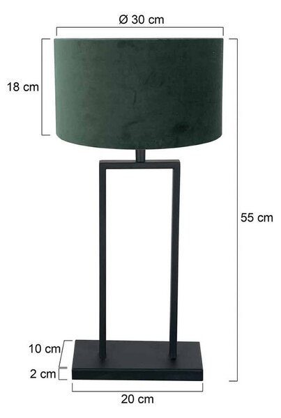 Steinhauer Stolní lampa Stang 3862ZW, černá/zelený velur, výška 55 cm, Černá, Obývací pokoj / jídelna, kov