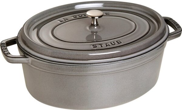 Oválný litinový hrnec Staub 31 cm, šedý