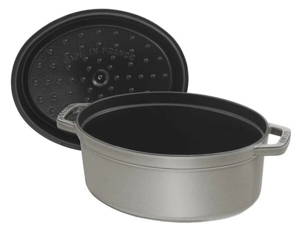 Oválný litinový hrnec Staub 31 cm, šedý