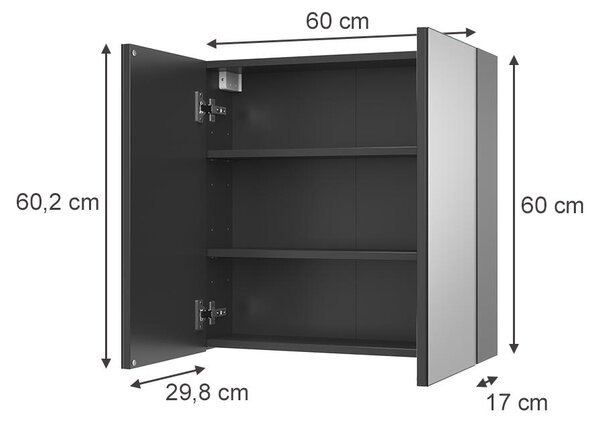 Koupelnová zrcadlová skříňka Vicco Lavia Antracit 60 x 60.2 cm, Model 66088