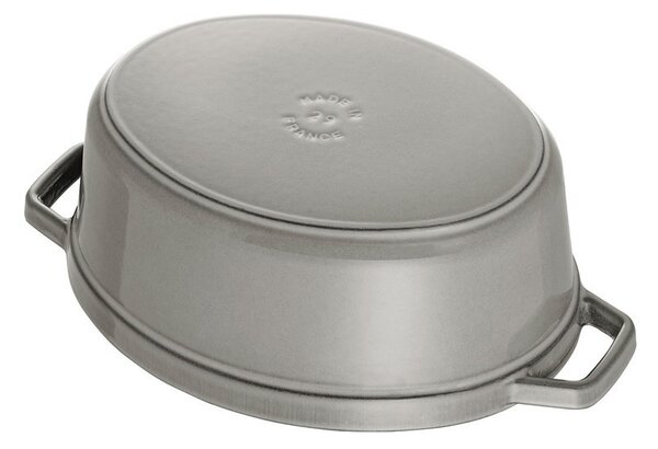Oválný litinový hrnec Staub 31 cm, šedý