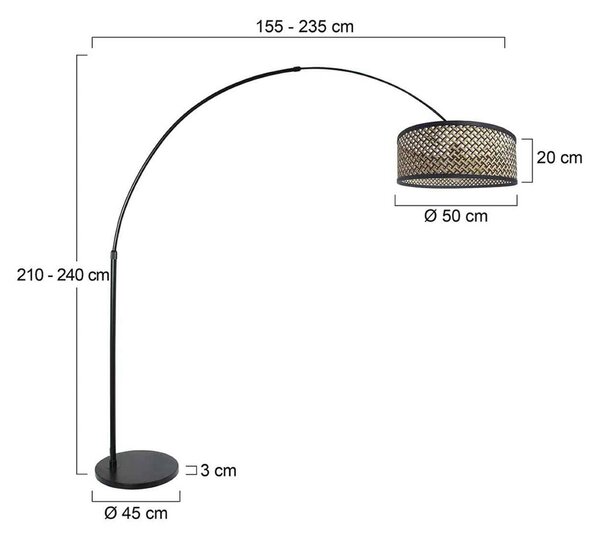 Steinhauer Oblouková lampa Sparkled Light, černá/pletenina černá-dřevo, Černá, Obývací pokoj / jídelna, kov