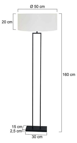 Steinhauer Stojací lampa Stang, černá/bílý len, výška 160 cm, E27, Černá, Obývací pokoj / jídelna, kov, Moderní