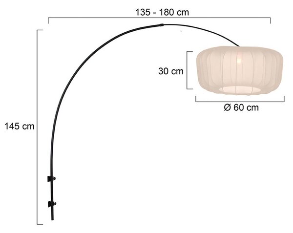 Steinhauer Nástěnné světlo Sparkled Light 4409ZW, černé/krémový nylon, E27, Černá, Obývací pokoj / jídelna, kov, Moderní