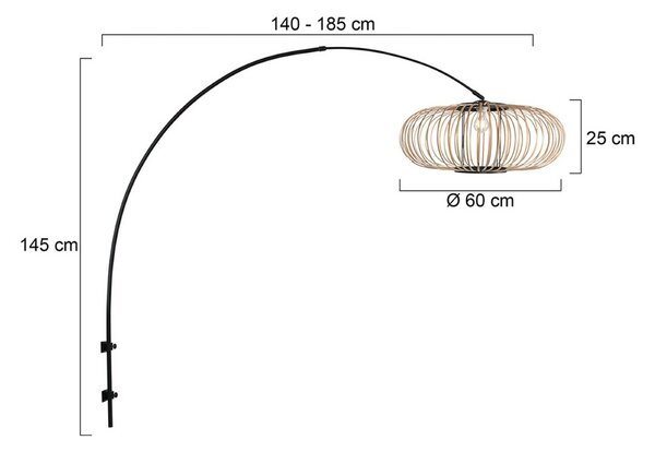 Steinhauer Nástěnné světlo Sparkled Light 4408ZW černé/bambus přírodní, E27, Černá, Obývací pokoj / jídelna, kov