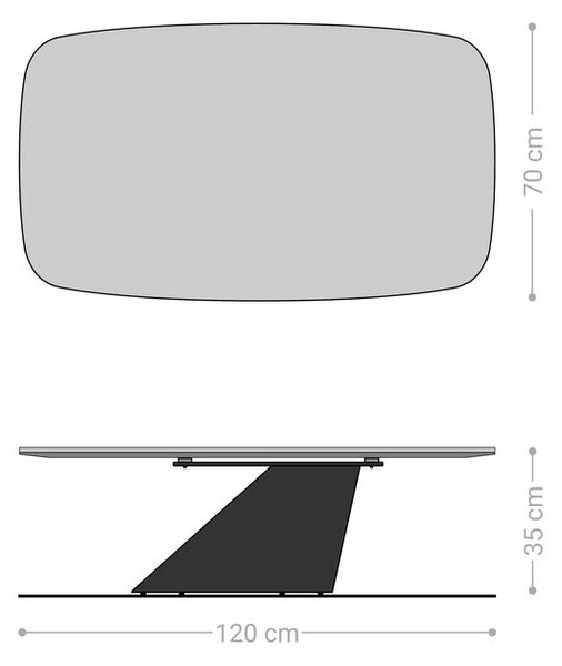 DELIFE Konferenční stolek Edge Boot 120x70 cm keramika Laminam® Emperador Extra Lucidato tmavě hnědá kuželová nerezová ocel broušená