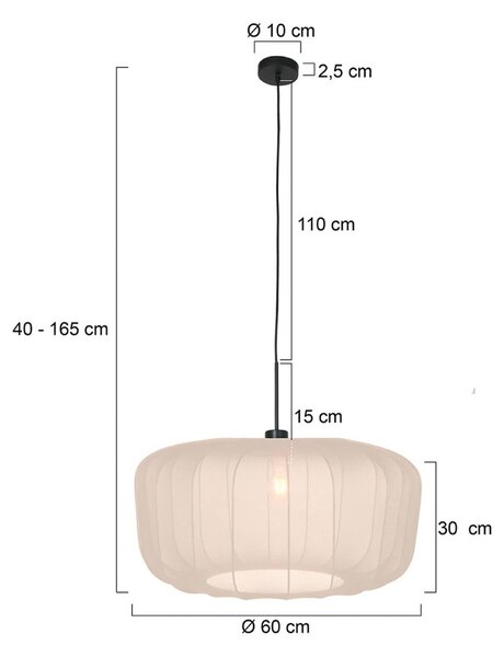 Steinhauer Závěsné světlo Sparkled Light, nylon krémový, Ø 60 cm, E27, stmívatelný, Krémová / jantar, Obývací pokoj / jídelna, Textil / tkanina / hedvábí, Moderní