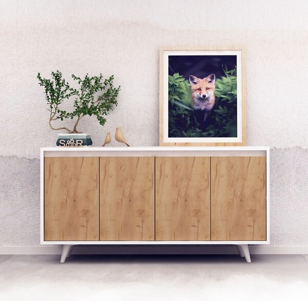Skříňka Noga (dub + bílá). Akce -20%