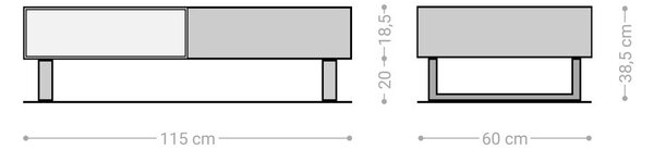 DELIFE Konferenční stolek New Live-Edge 115x60 cm akácie přírodní 2 zásuvky 1 přihrádka kovová tenká podnož černá