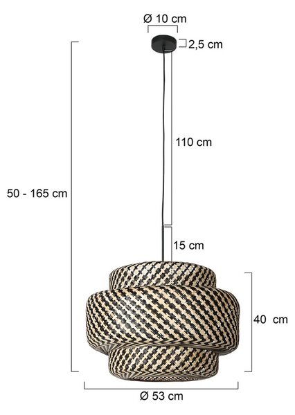 Steinhauer Závěsné světlo Sparkled Light 4478ZW, bambusové pletivo, Ø 53 cm, stmívatelný, Černá, Obývací pokoj / jídelna, Bambus