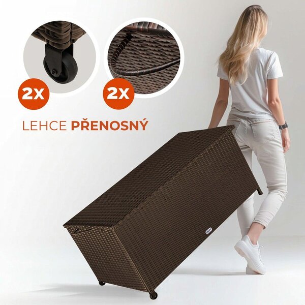 Polyratanový úložný box RICCO, 117 x 53 x 60cm, hnědá Casaria