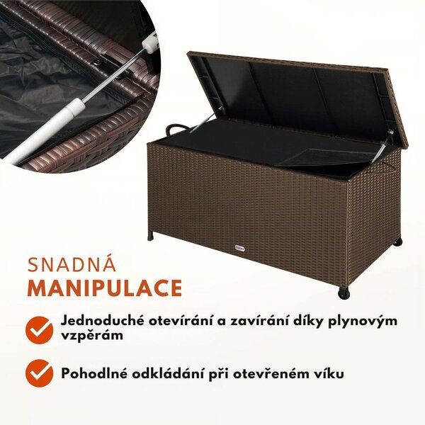 Polyratanový úložný box RICCO, 117 x 53 x 60cm, hnědá Casaria