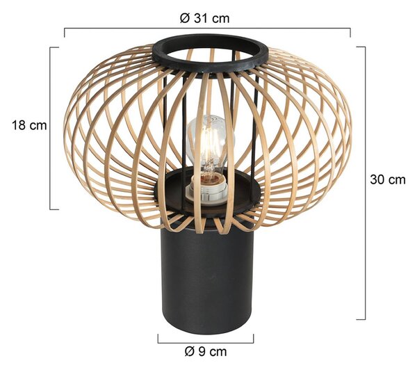 Anne Light Stolní lampa Bloeba, černá, bambusové tyče, Ø 31 cm, Černá, Obývací pokoj / jídelna, kov