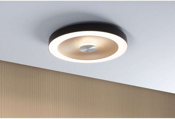 Stropní svítidlo Volea LED, Ø40 cm, IP44, černá/zlatá