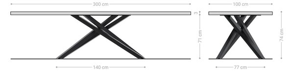 DELIFE Jídelní stůl Edge 300x100 akácie přírodní křížová podnož obdélník černá Live-Edge