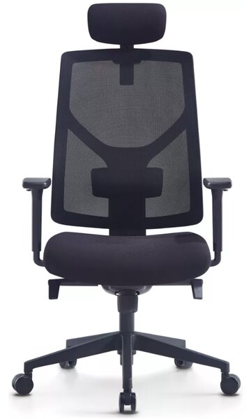 Kancelářská ergonomická židle ARES s podhlavníkem — síť, černý plast, nosnost 120 kg