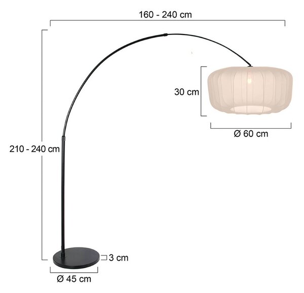 Steinhauer Stojací lampa Sparkled Light, černá/krémový nylon, 240 cm, Černá, Obývací pokoj / jídelna, kov, Moderní