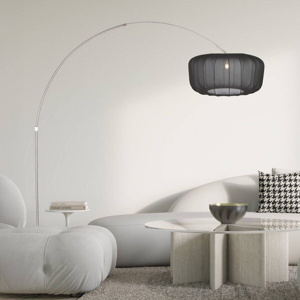 Steinhauer Stojací lampa Sparkled Light, ocel/černý nylon, 240 cm, Hliník / šedá / zinek, Obývací pokoj / jídelna, kov, Moderní