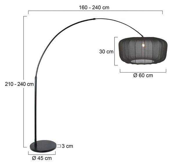 Steinhauer Stojací lampa Sparkled Light, černá/černý nylon, 240 cm, Černá, Obývací pokoj / jídelna, kov, Moderní