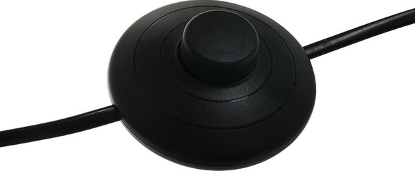 Mexlite Stojací lampa Solva, černá/šedé plátno, výška 185 cm, Černá, Obývací pokoj / jídelna, kov