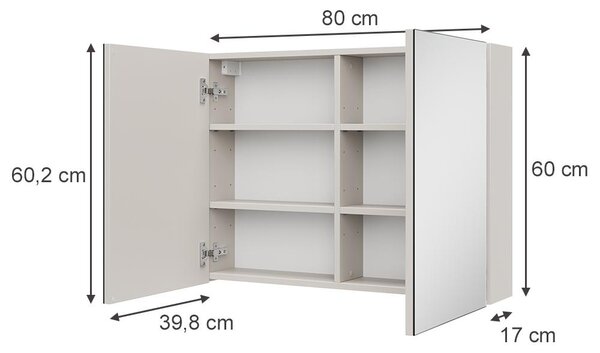 Koupelnová zrcadlová skříňka Vicco Lavia Kašmír 80 x 60.2 cm, Model 66097