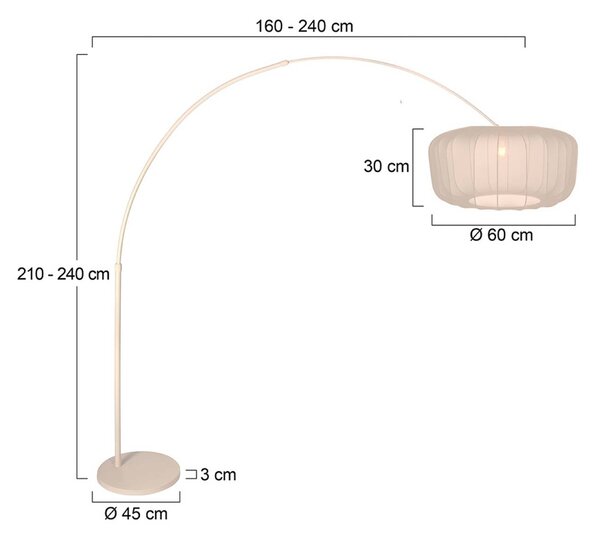 Steinhauer Stojací lampa Sparkled Light, krémová/nylonová, 240 cm, Krémová / jantar, Obývací pokoj / jídelna, kov, Moderní