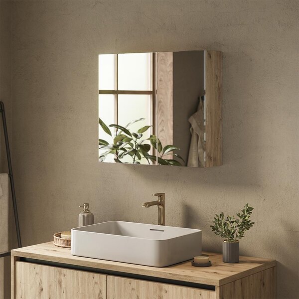 Koupelnová zrcadlová skříňka Vicco Lavia Řemeslný dub 70 x 60.2 cm, Model 66091