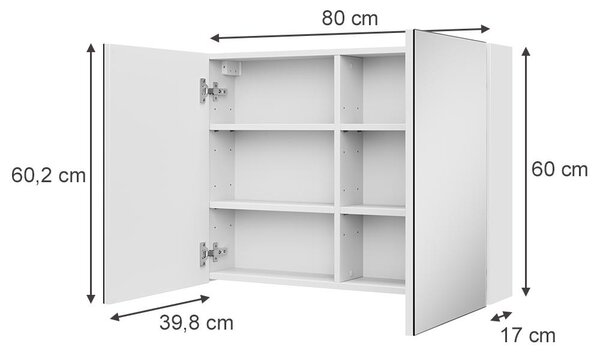 Koupelnová zrcadlová skříňka Vicco Lavia Bílá 80 x 60.2 cm, Model 66094