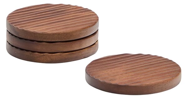 Set čtyř hnědých dřevěných podtácků Kave Home Rommu