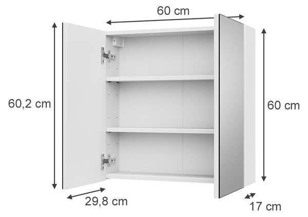 Koupelnová zrcadlová skříňka Vicco Lavia Bílá 60 x 60.2 cm, Model 66086