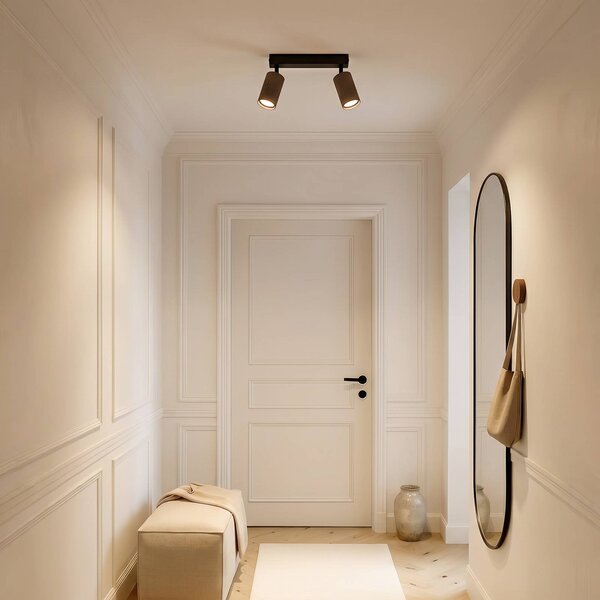 TK Lighting Stropní bodové světlo Tune, 2 žárovky, hnědé, kovové, délka 44 cm, stmívatelný, Hnědá / rez, Obývací pokoj / jídelna, Hliník