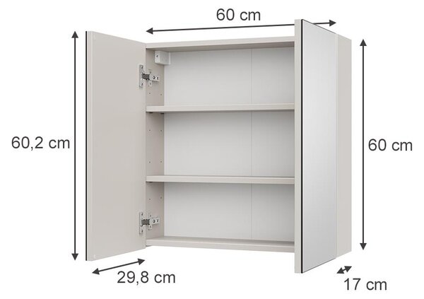 Koupelnová zrcadlová skříňka Vicco Lavia Kašmír 60 x 60.2 cm, Model 66089