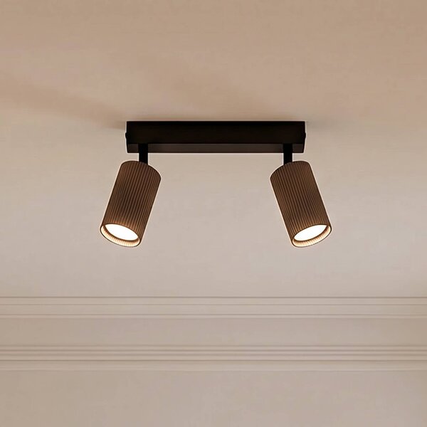 TK Lighting Stropní bodové světlo Tune, 2 žárovky, hnědé, kovové, délka 44 cm, stmívatelný, Hnědá / rez, Obývací pokoj / jídelna, Hliník