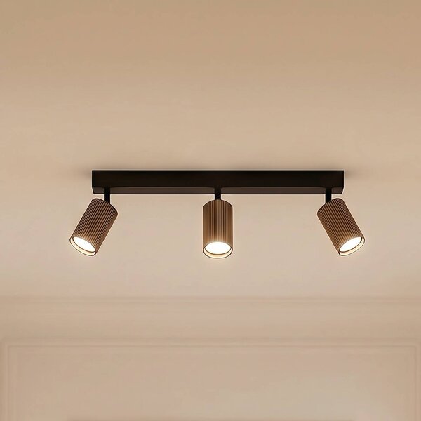 TK Lighting Stropní bodové světlo Tune, 3 žárovky, hnědé, kovové, délka 66 cm, stmívatelný, Hnědá / rez, Obývací pokoj / jídelna, Hliník
