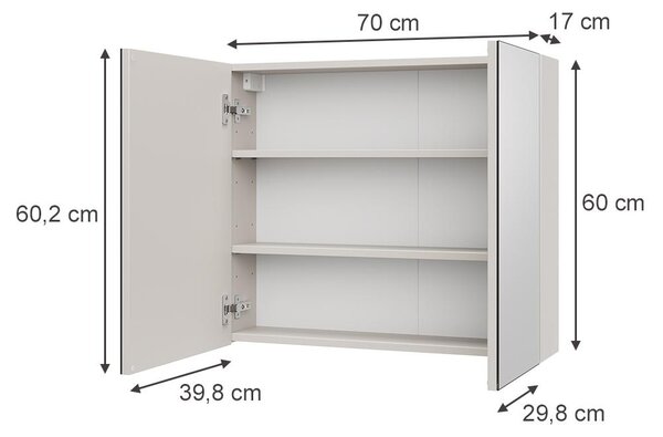 Koupelnová zrcadlová skříňka Vicco Lavia Kašmír 70 x 60.2 cm, Model 66093