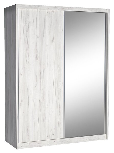 Šatní skříň MACI II | 180 cm | se zrcadlem | kraft bílý
