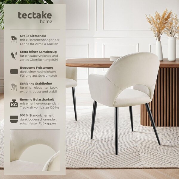 Tectake® Sachel křeslo v sametovém vzhledu, čalouněné 57 x 61,5 x 87,5 cm
