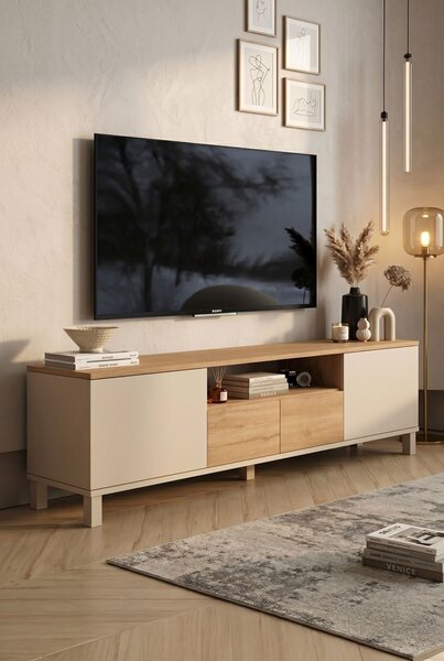 TV stolek/skříňka Moony Md1 (písková + dub). Akce -16%