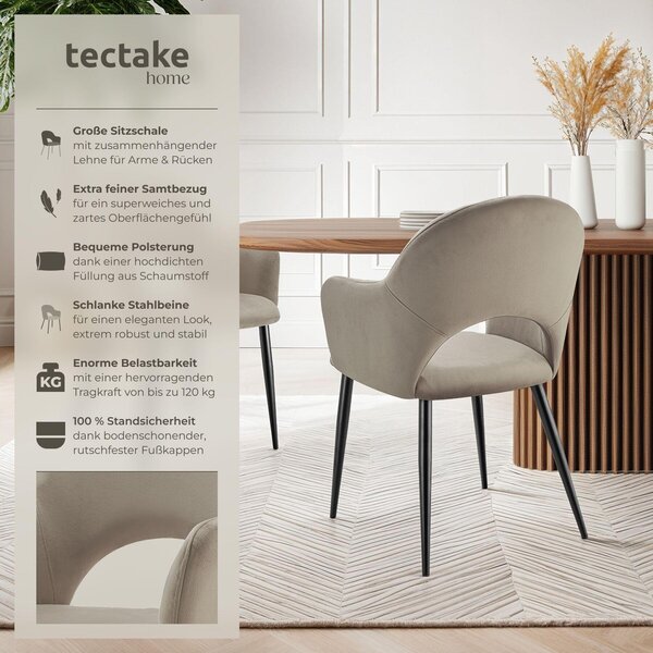 Tectake® Sachel křeslo v sametovém vzhledu, čalouněné 57 x 61,5 x 87,5 cm