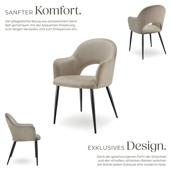 Tectake® Sachel křeslo v sametovém vzhledu, čalouněné 57 x 61,5 x 87,5 cm