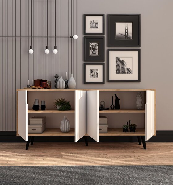 Skříňka Laktino (dub safírový + bílá). Akce -20%