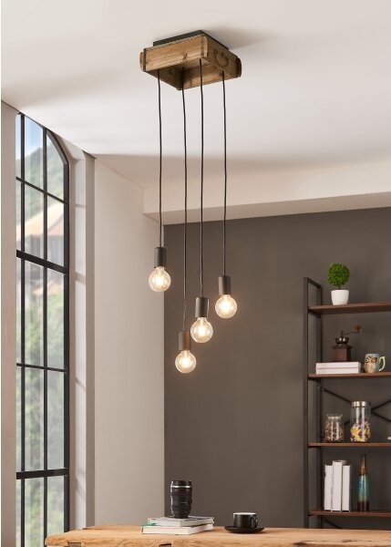 Eglo 43591 - Lustr na lanku WOOTTON 4xE27/40W/230V