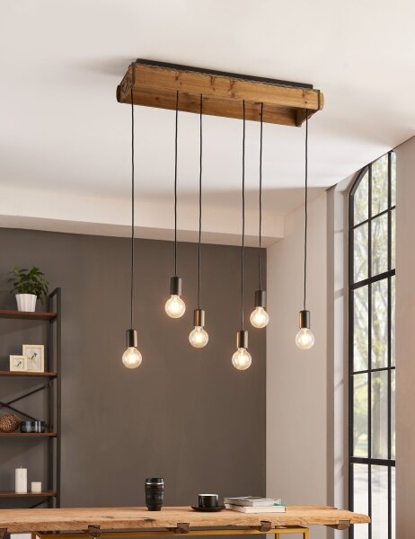 Eglo 43592 - Lustr na lanku WOOTTON 6xE27/40W/230V
