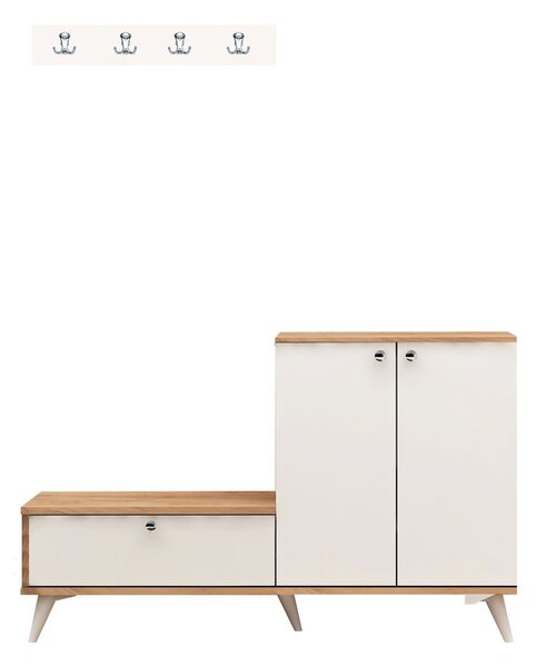 Předsíňová sestava Evium (dub + bílá). Akce -20%