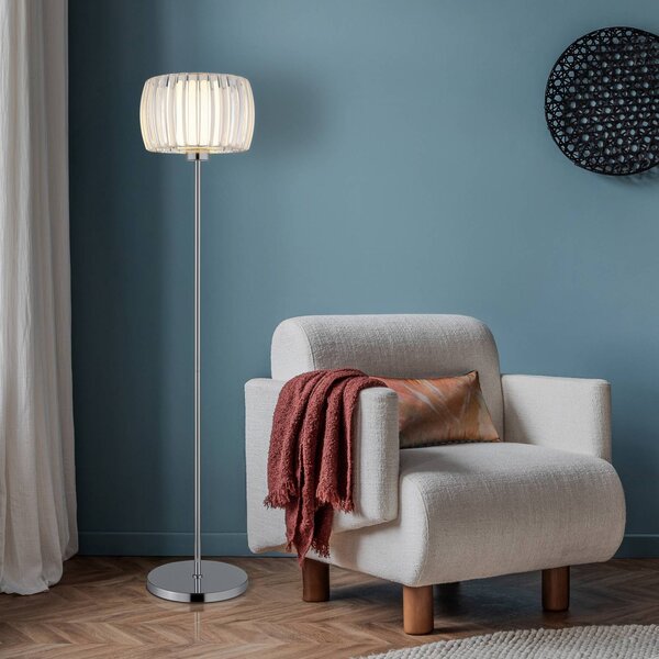 Globo Stojací lampa Maribel, výška 150 cm, chrom/čiré sklo, kov, Čirá / transparetní, Obývací pokoj / jídelna, Plast, Moderní