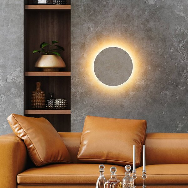 Globo LED nástěnné světlo Jillian, matná bílá, Ø 30 cm, kámen, Bílá / opál, Obývací pokoj / jídelna, Kámen, Moderní