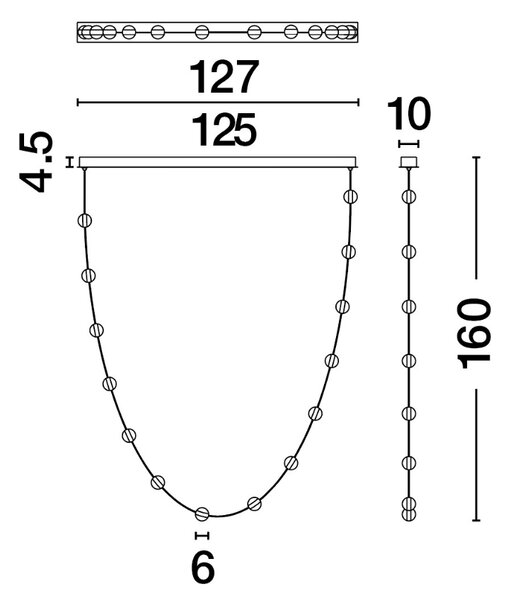 Kovové závěsné LED světlo Nova Luce Alcinoe II. 127 cm
