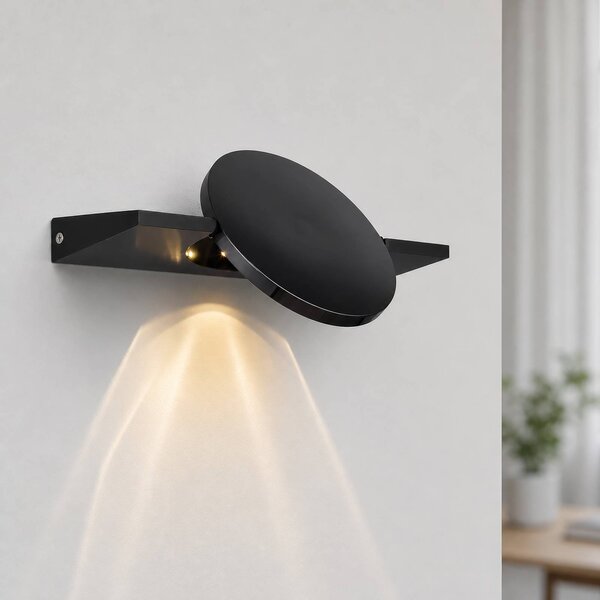 Globo LED nástěnné světlo Jasper, výška 28 cm, matná černá, kov, Černá, Obývací pokoj / jídelna, kov, Moderní