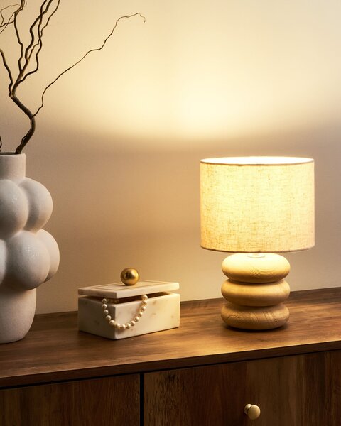Stolní lampa BETWA Mangové dřevo Světle hnědá